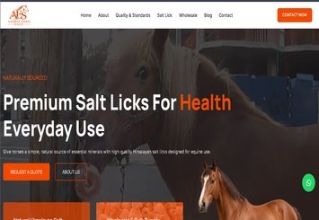 Animal Feed Salt website homepage featuring premium salt licks for livestock and horses