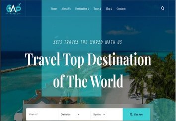 CAP Travels website homepage featuring tropical travel destinations and booking options