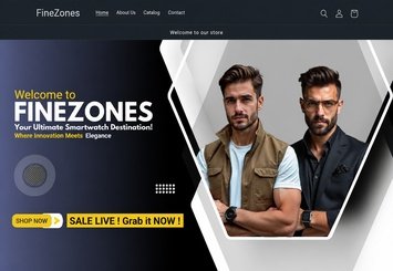 FineZones website homepage featuring menswear models and an online fashion store design